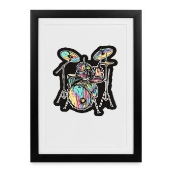 Tambours Cartoon Look - Affiche encadrée (27 × 37 cm) - noir - Devant