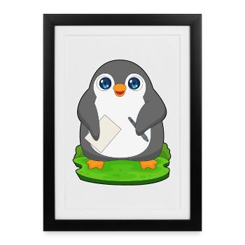 École de papier étudiant Penguin - Affiche encadrée (27 × 37 cm) - noir - Devant