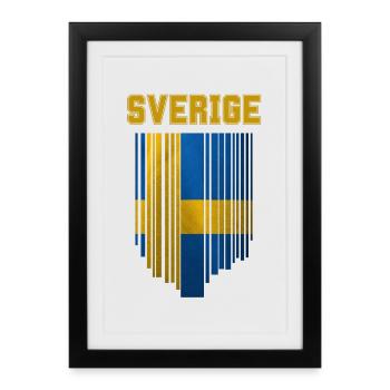 Drapeau de la Suède, fierté suédoise - Affiche encadrée (27 × 37 cm) - noir - Devant