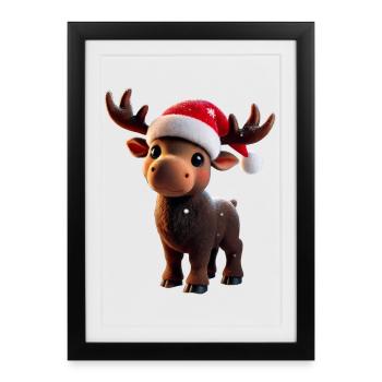 Moose - Mosses - Christmas - Framed poster (27 × 37 cm) - black - Front