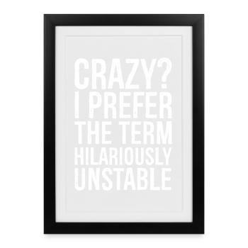 Crazy I Prefer The Term Hilariously Unstable - Framed poster (27 × 37 cm) - black - Front
