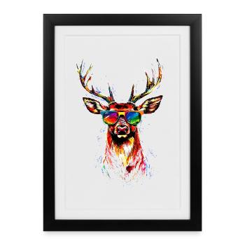 Deer, Antlers, Hunting, Deer, Reindeer, Red Deer, Hunter - Framed poster (27 × 37 cm) - black - Front
