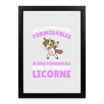 je suis formidable donc je suis une licorne - Affiche encadrée (27 × 37 cm) - noir - Devant
