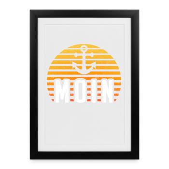 Moin Hamburg Anker Hamburger Hafen Fan Stadt HH - Framed poster (27 × 37 cm) - black - Front