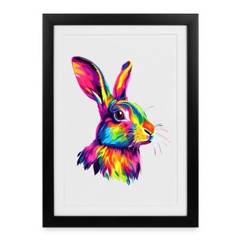 Lapin Lapin Lover Lièvre Lapin Mignons Lapins - Affiche encadrée (27 × 37 cm) - noir - Devant