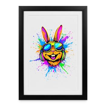 Lapin Lapin Lover Lièvre Lapin Mignons Lapins - Affiche encadrée (27 × 37 cm) - noir - Devant