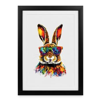 Lapin Lapin Lover Lièvre Lapin Mignons Lapins - Affiche encadrée (27 × 37 cm) - noir - Devant