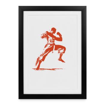 Kickboxeur à l’ancienne - Affiche encadrée (27 × 37 cm) - noir - Devant