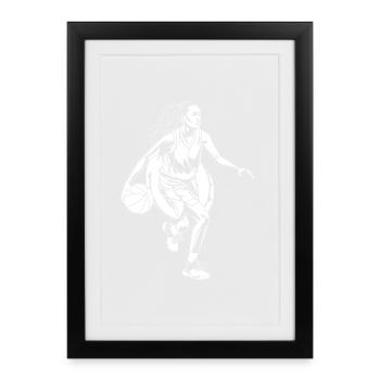 Croquis de joueur de basket-ball - Affiche encadrée (27 × 37 cm) - noir - Devant