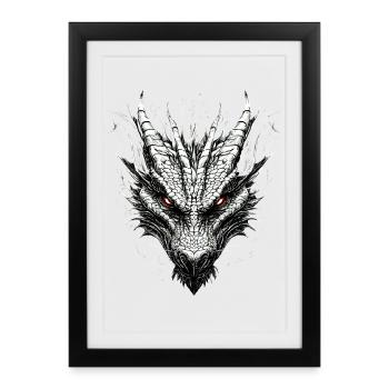 Dragon Mythical Creature Dragon Lover Fire Dragon - Framed poster (27 × 37 cm) - black - Front