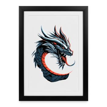 Dragon Mythical Creature Dragon Lover Fire Dragon - Framed poster (27 × 37 cm) - black - Front