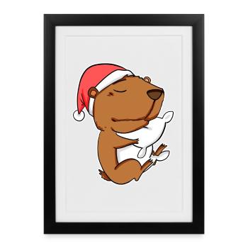 Capybara Cadeau Capybara - Affiche encadrée (27 × 37 cm) - noir - Devant