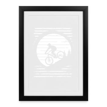 Mountain Biker Drawing - Framed poster (27 × 37 cm) - black - Front