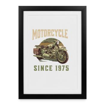 Légendaire 1975 – Conception de motos vintage - Affiche encadrée (27 × 37 cm) - noir - Devant