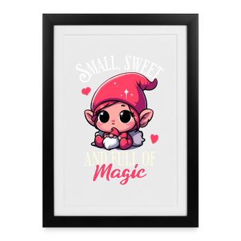 Petit, doux et plein de magie – Süßes Design - Affiche encadrée (27 × 37 cm) - noir - Devant