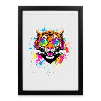 Tigre Grand Chat Wilderness Tigre Chats Tigre Mignon - Affiche encadrée (27 × 37 cm) - noir - Devant