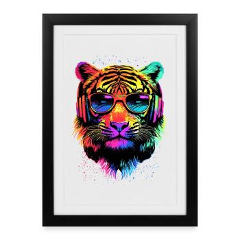 Tigre Grand Chat Wilderness Tigre Chats Tigre Mignon - Affiche encadrée (27 × 37 cm) - noir - Devant