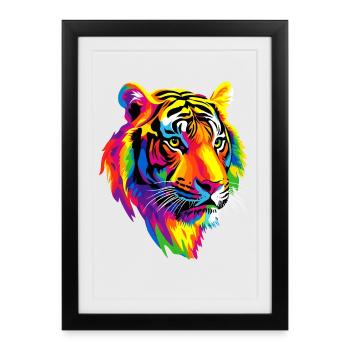 Tigre Grand Chat Wilderness Tigre Chats Tigre Mignon - Affiche encadrée (27 × 37 cm) - noir - Devant