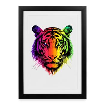 Tigre Grand Chat Wilderness Tigre Chats Tigre Mignon - Affiche encadrée (27 × 37 cm) - noir - Devant