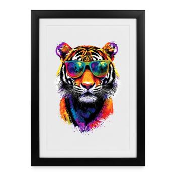 Tigre Grand Chat Wilderness Tigre Chats Tigre Mignon - Affiche encadrée (27 × 37 cm) - noir - Devant