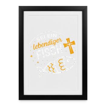 Lebendiger Fisch Zitat Illustration - Gerahmtes Poster (27 × 37 cm) - Schwarz - Vorne