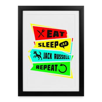 Eat sleep Jack Russell repeat - Framed poster (27 × 37 cm) - black - Front