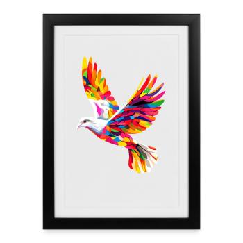 Colombe Blanche Paix Paix Bois Colombe Colombes Blanches - Affiche encadrée (27 × 37 cm) - noir - Devant