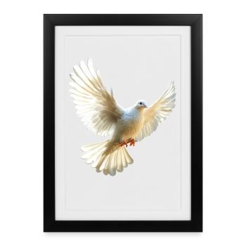 Colombe Blanche Paix Paix Bois Colombe Colombes Blanches - Affiche encadrée (27 × 37 cm) - noir - Devant