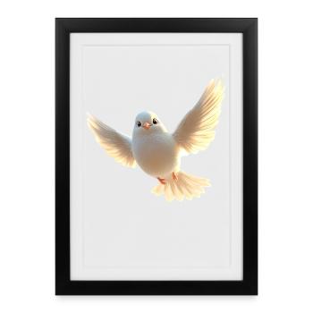 Colombe Blanche Paix Paix Bois Colombe Colombes Blanches - Affiche encadrée (27 × 37 cm) - noir - Devant