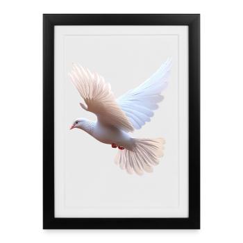 Colombe Blanche Paix Paix Bois Colombe Colombes Blanches - Affiche encadrée (27 × 37 cm) - noir - Devant