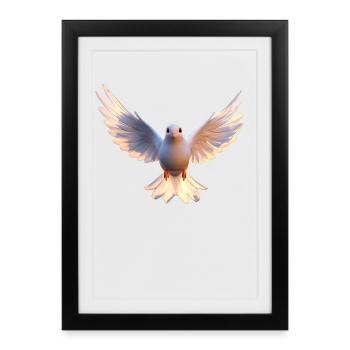 Colombe Blanche Paix Paix Bois Colombe Colombes Blanches - Affiche encadrée (27 × 37 cm) - noir - Devant