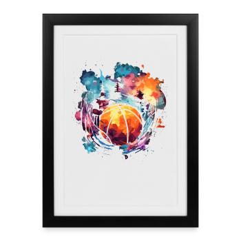 Œuvres d’art de basket-ball - Affiche encadrée (27 × 37 cm) - noir - Devant