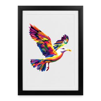 Möwe Strand Meer Nordsee Ostsee Silbermöwe Möwen - Gerahmtes Poster (27 × 37 cm) - Schwarz - Vorne