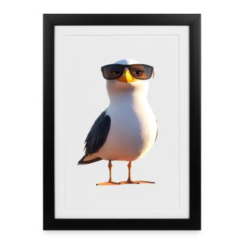 Möwe Strand Meer Nordsee Ostsee Silbermöwe Möwen - Gerahmtes Poster (27 × 37 cm) - Schwarz - Vorne