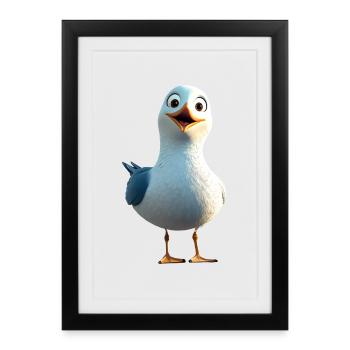 Möwe Strand Meer Nordsee Ostsee Silbermöwe Möwen - Gerahmtes Poster (27 × 37 cm) - Schwarz - Vorne