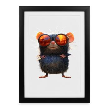 Mole with Sunglasses Love Cute Moles - Framed poster (27 × 37 cm) - black - Front