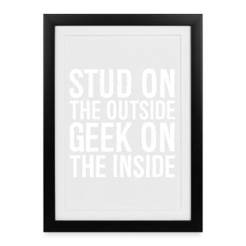 Goujon à l’extérieur Geek à l’intérieur - Affiche encadrée (27 × 37 cm) - noir - Devant