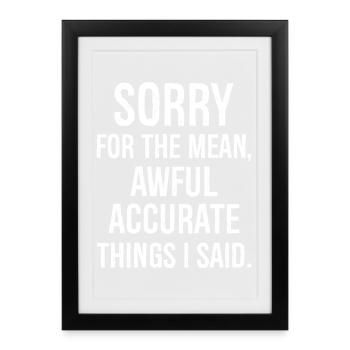 sorry for the mean awful accurate - Framed poster (27 × 37 cm) - black - Front