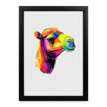 Chameau Dromadaire Camel de Bactriane Cadeau Chameaux - Affiche encadrée (27 × 37 cm) - noir - Devant