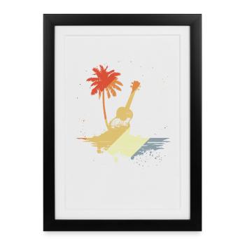 Ukulélé Style Rétro - Affiche encadrée (27 × 37 cm) - noir - Devant