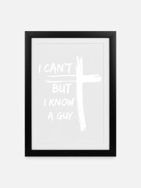 Glaubensbasierte Botschaft mit Weißem Kreuz - Gerahmtes Poster (27 × 37 cm) - Schwarz