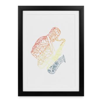 Saxophoniste Vintage - Affiche encadrée (27 × 37 cm) - noir - Devant