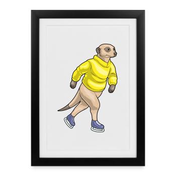 Patins à glace Meerkat - Affiche encadrée (27 × 37 cm) - noir - Devant
