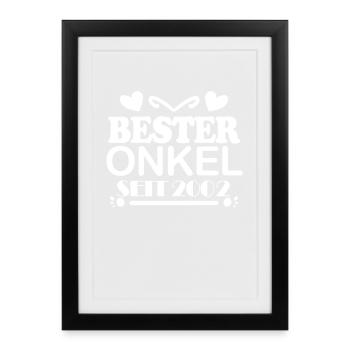 Bester Onkel seit 2002 - Gerahmtes Poster (27 × 37 cm) - Schwarz - Vorne