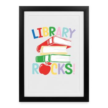 Library rocks - Gerahmtes Poster (27 × 37 cm) - Schwarz - Vorne