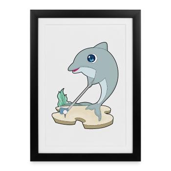 Dolphin Golf Golf Clubs - Affiche encadrée (27 × 37 cm) - noir - Devant