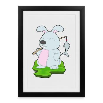 Pêche au poisson bunny Angler - Affiche encadrée (27 × 37 cm) - noir - Devant