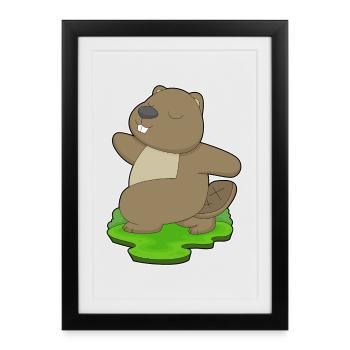Beaver Yoga Fitness Gymnastique - Affiche encadrée (27 × 37 cm) - noir - Devant
