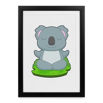 Koala Yoga Fitness Meditation - Affiche encadrée (27 × 37 cm) - noir - Devant
