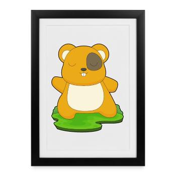 Hamster Yoga Fitness Gymnastique - Affiche encadrée (27 × 37 cm) - noir - Devant